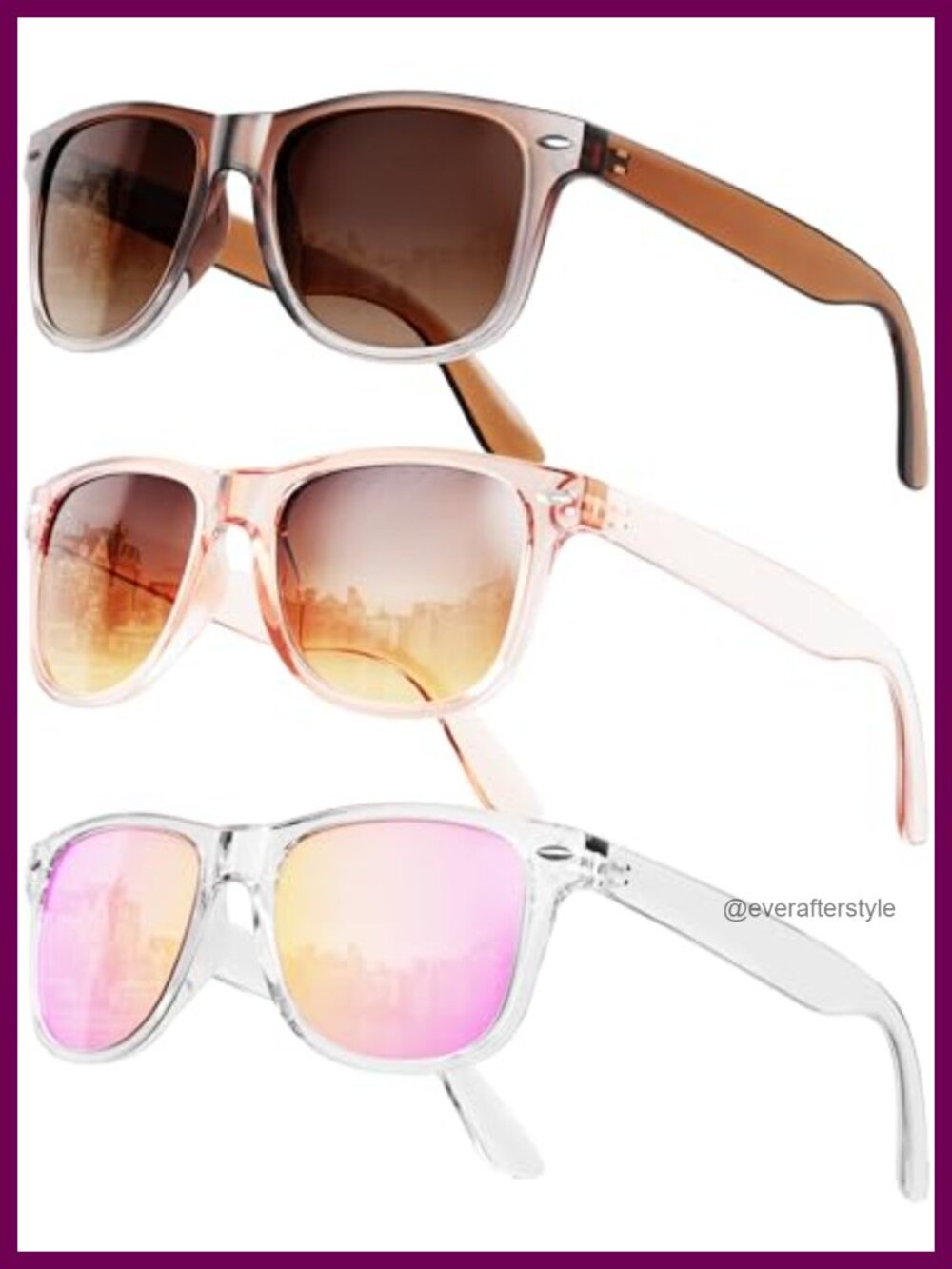 3-Pack Polarized Sunglasses UV400 Square Full Frame Lightweight Non-Slip
